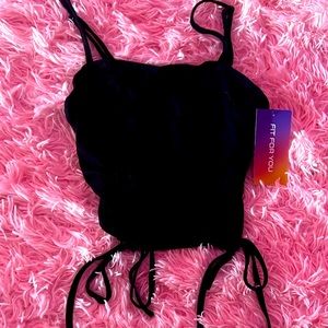 Ruched black crop top new with tags